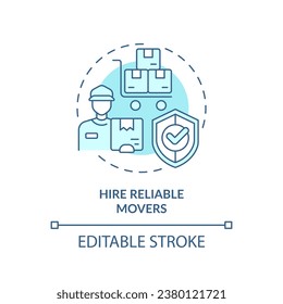 Icono de mudoras de 2D editable hire confiable que representa servicio móvil, vector aislado monocromático, ilustración de línea delgada azul.