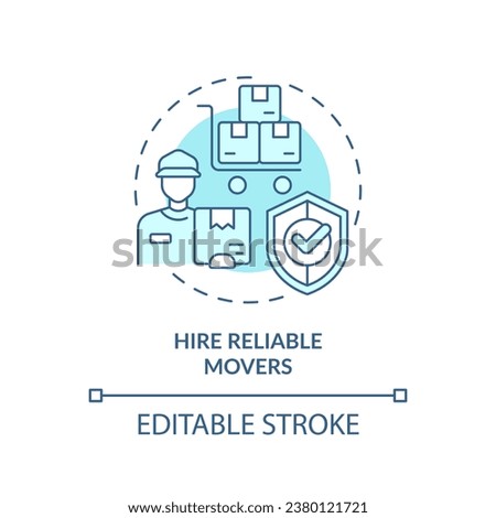 2D editable hire reliable movers icon representing moving service, monochromatic isolated vector, blue thin line illustration.