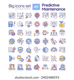 2D editable icon representing predictive maintenance, isolated vector, multicolor thin line illustration.