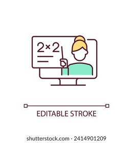 2D editable icons representing enhanced teaching, isolated vector illustration, artificial intelligence in education concept.