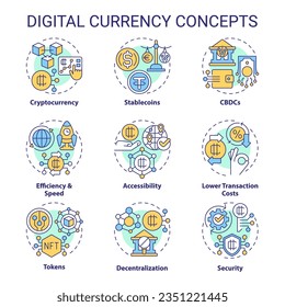 Iconos editables 2D que representan conceptos de moneda digital, vector aislado, ilustración de color de línea delgada.