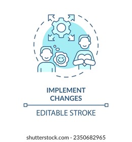 2D editable implement changes blue thin line icon concept, isolated vector, monochromatic illustration representing behavioral therapy.