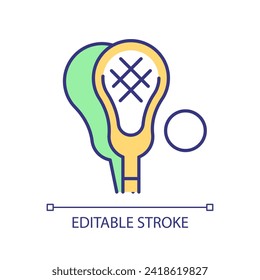 2D editable lacrosse icon representing athletic scholarship, isolated vector, multicolor thin line illustration.