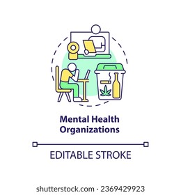 2D editable mental health organizations thin line icon concept, isolated vector, multicolor illustration representing online therapy.