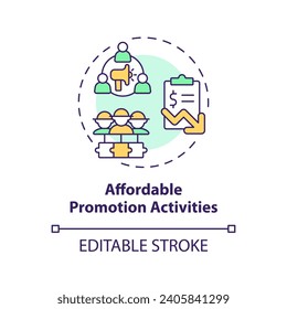 2D editable multicolor affordable promotion activities icon, creative isolated vector, thin line illustration representing agricultural clusters.