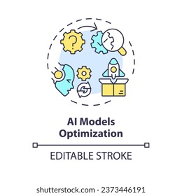 2D editable multicolor AI models optimization icon, simple isolated vector, AI engineer thin line illustration.