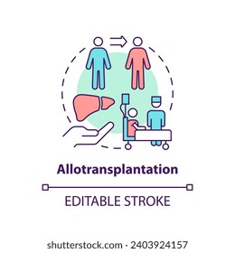 2D editable multicolor allotransplantation icon, simple isolated vector, thin line illustration representing cell therapy.