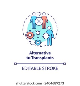 2D editable multicolor alternative to transplants icon, simple isolated vector, thin line illustration representing cell therapy.