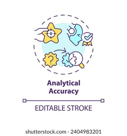 2D editable multicolor analytical accuracy icon, simple isolated vector, thin line illustration representing cognitive computing.