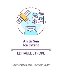 2D editable multicolor arctic sea ice extent icon, simple isolated vector, climate metrics thin line illustration.