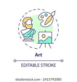 2D editable multicolor art icon, simple isolated vector, thin line illustration representing extracurricular activities.
