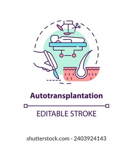 2D editable multicolor autotransplantation icon, simple isolated vector, thin line illustration representing cell therapy.
