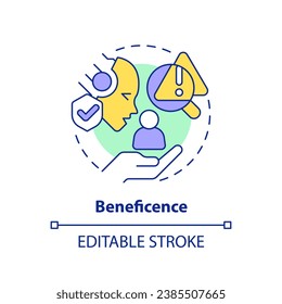 2D editable multicolor beneficence icon, simple isolated vector, cyber law thin line illustration.