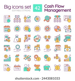 2D editable multicolor big thin line icons set representing cell therapy, isolated simple vector, linear illustration.