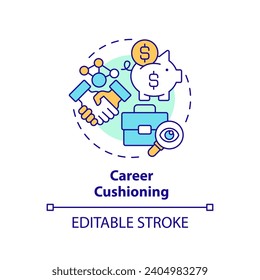 2D editable multicolor career cushioning icon, simple isolated vector, thin line illustration representing workplace trends.