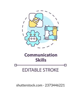 2D editable multicolor communication skills icon, simple isolated vector, AI engineer thin line illustration.