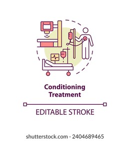 2D editable multicolor conditioning treatment icon, simple isolated vector, thin line illustration representing cell therapy.