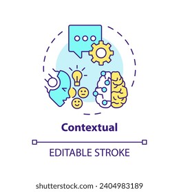 2D editable multicolor contextual icon, simple isolated vector, thin line illustration representing cognitive computing.