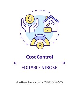 2D editable multicolor cost control icon, simple isolated vector, construction cost thin line illustration.