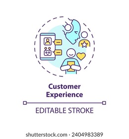 2D editable multicolor customer experience icon, simple isolated vector, thin line illustration representing cognitive computing.