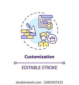 2D editable multicolor customization icon, simple isolated vector, construction cost thin line illustration.