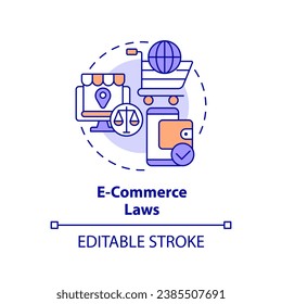 2D editable multicolor e-commerce laws icon, simple isolated vector, cyber law thin line illustration.