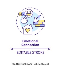 Icono de conexión emocional 2D editable multicolor, vector aislado simple, construcción costó la ilustración de línea delgada.
