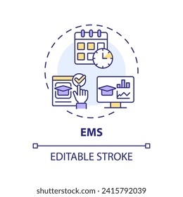 2D editable multicolor EMS icon, simple isolated vector, thin line illustration representing extracurricular activities.