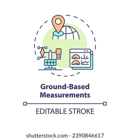 2D editable multicolor ground based measurements icon, simple isolated vector, climate metrics thin line illustration.