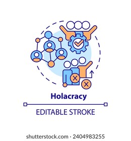Icono de holacracia 2D editable multicolor, vector aislado simple, ilustración de línea delgada que representa las tendencias del lugar de trabajo.