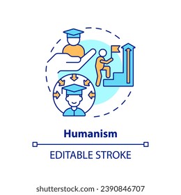 Icono de humanismo 2D editable multicolor, simple vector aislado, teorías de aprendizaje ilustración de línea delgada.