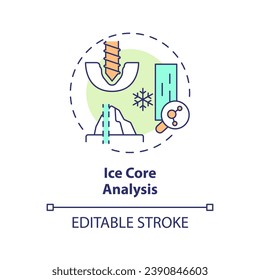 2D editable multicolor ice core analysis icon, simple isolated vector, climate metrics thin line illustration.