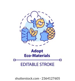 2D editable multicolor icon adopt eco materials concept, simple isolated vector, sustainable fashion thin line illustration.