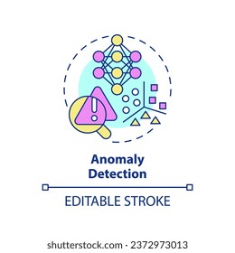 2D editable multicolor icon anomaly detection concept, simple isolated vector, predictive maintenance thin line illustration.