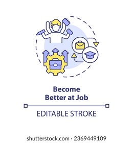 2D editable multicolor icon become better at job concept, simple isolated vector, MOOC thin line illustration.