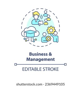 2D editable multicolor icon business and management concept, simple isolated vector, MOOC thin line illustration.