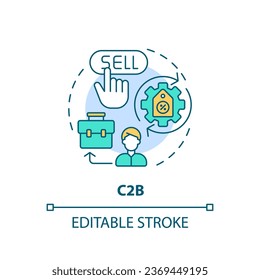 2D editable multicolor icon C2B concept, simple isolated vector, C2C thin line illustration.