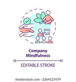 2D editable multicolor icon company mindfulness concept, isolated vector, mindful entrepreneurship thin line illustration.