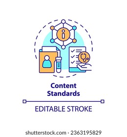 2D editable multicolor icon content standards concept, isolated vector, health interoperability resources thin line illustration.