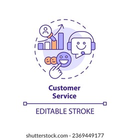 2D editable multicolor icon customer service concept, simple isolated vector, C2C thin line illustration.