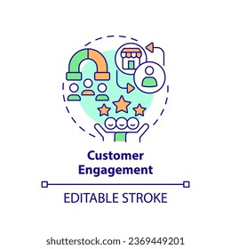 2D editable multicolor icon customer engagement concept, simple isolated vector, C2C thin line illustration.