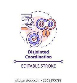 2D editable multicolor icon disjointed coordination concept, isolated vector, health interoperability resources thin line illustration.