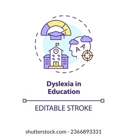 2D editable multicolor icon dyslexia in education concept, simple isolated vector, dyslexia thin line illustration.