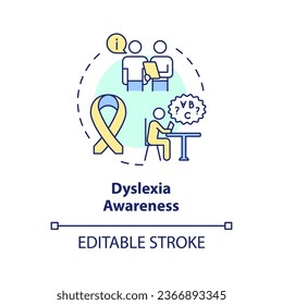 2D editable multicolor icon dyslexia awareness concept, simple isolated vector, dyslexia thin line illustration.