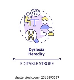 2D editable multicolor icon dyslexia heredity concept, simple isolated vector, dyslexia thin line illustration.