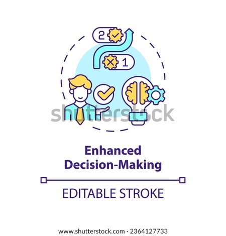2D editable multicolor icon enhanced decision making concept, isolated vector, mindful entrepreneurship thin line illustration.