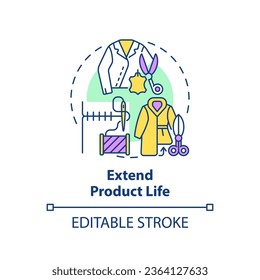 2D editable multicolor icon extend product life concept, simple isolated vector, sustainable fashion thin line illustration.