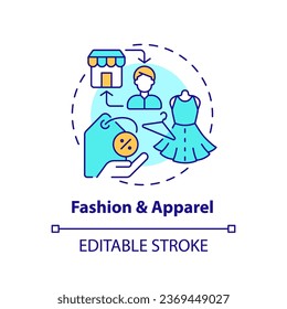 2D editable multicolor icon fashion and apparel concept, simple isolated vector, C2C thin line illustration.
