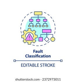 2D editable multicolor icon fault classification concept, simple isolated vector, predictive maintenance thin line illustration.