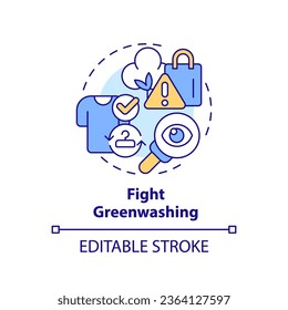2D editable multicolor icon fight greenwashing concept, simple isolated vector, sustainable fashion thin line illustration.